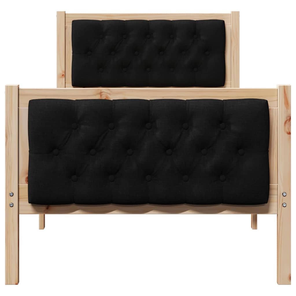 Bed Frame with Headboard Black 75 x 190 cm Solid Pine Wood